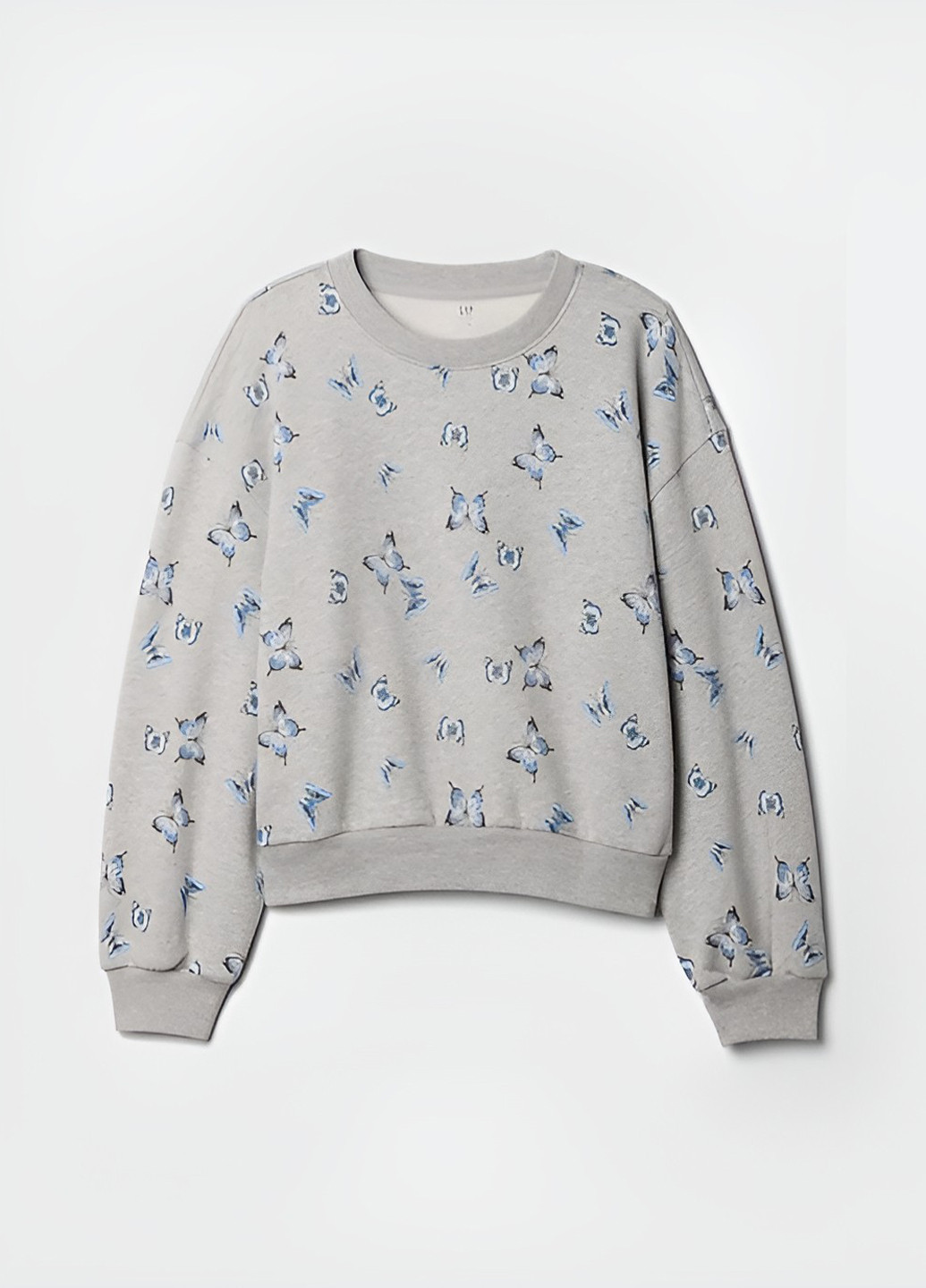 Gap свитшот бабочки серый кэжуал флис, хлопок