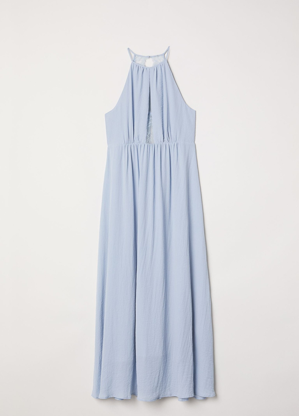Блакитна святковий довга сукня з мереживом H&M однотонна