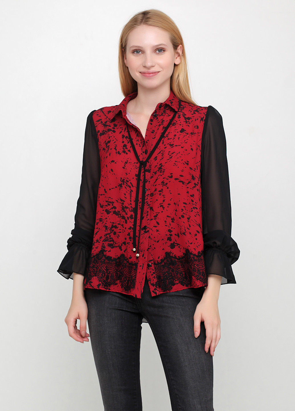 Темно-красная демисезонная блуза Rinascimento