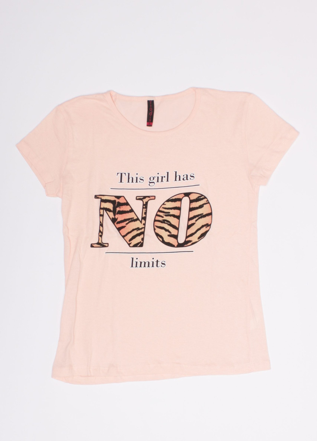 Персиковая летняя женская футболка No Brand