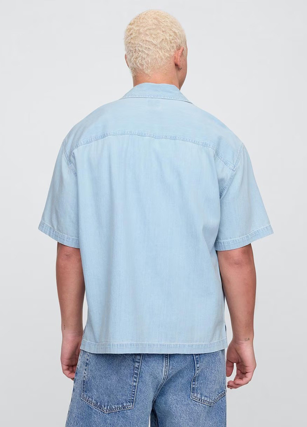 Голубой джинсовая рубашка однотонная Gap