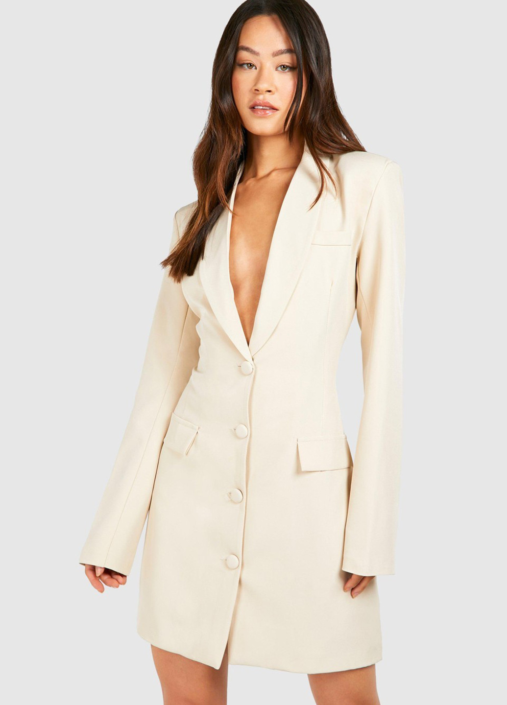 Светло-бежевое кэжуал платье платье-жакет Boohoo однотонное