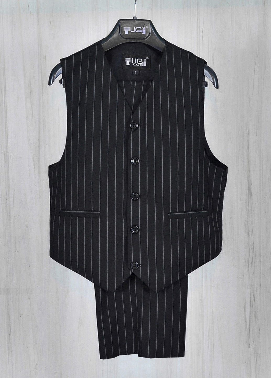 Чорний літній костюм (жилет, штани) брючний Tugi
