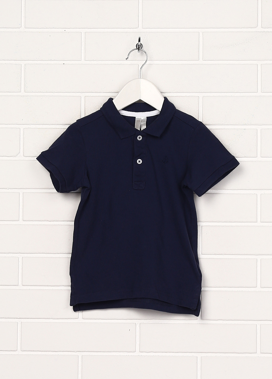 Темно-синяя детская футболка-поло для мальчика H&M однотонная