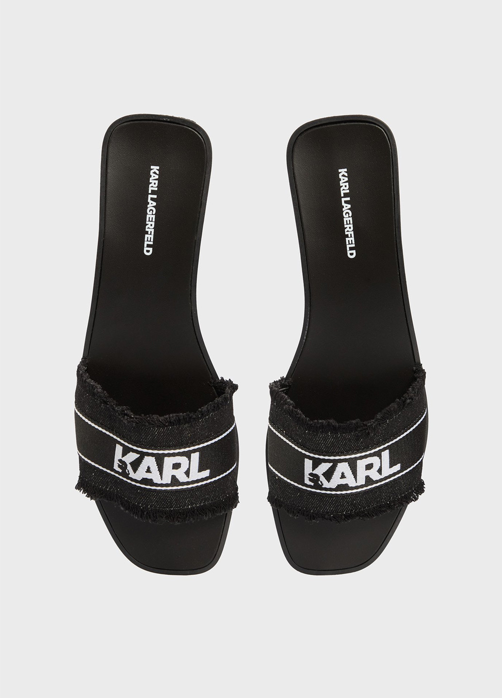 Черные шлепанцы Karl Lagerfeld с логотипом, с бахромой