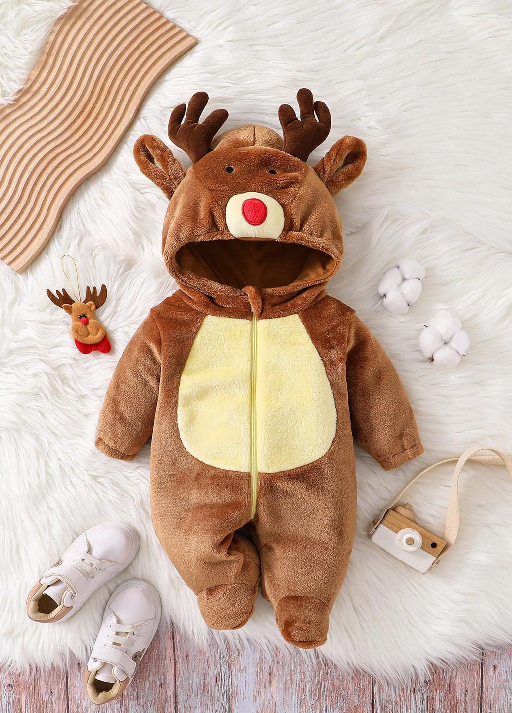 Коричневая зимняя пижама (пожама) SHEIN