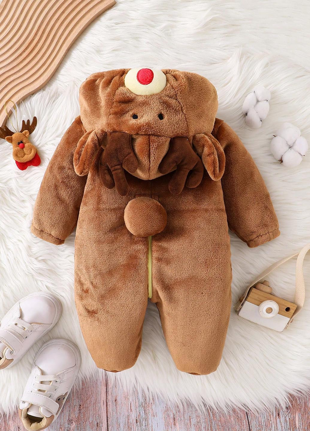 Коричневая зимняя пижама (пожама) SHEIN