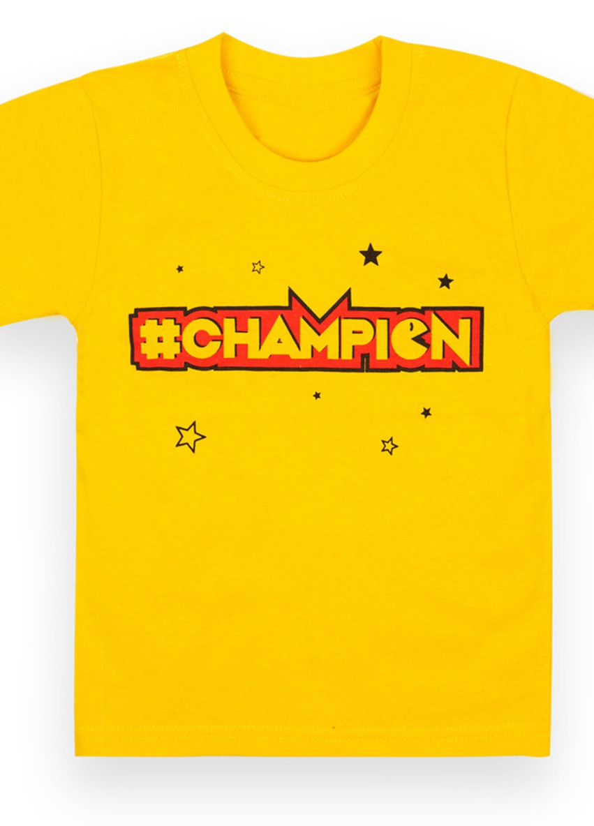 Желтая летняя детская футболка для мальчика *чемпион-1* Габби