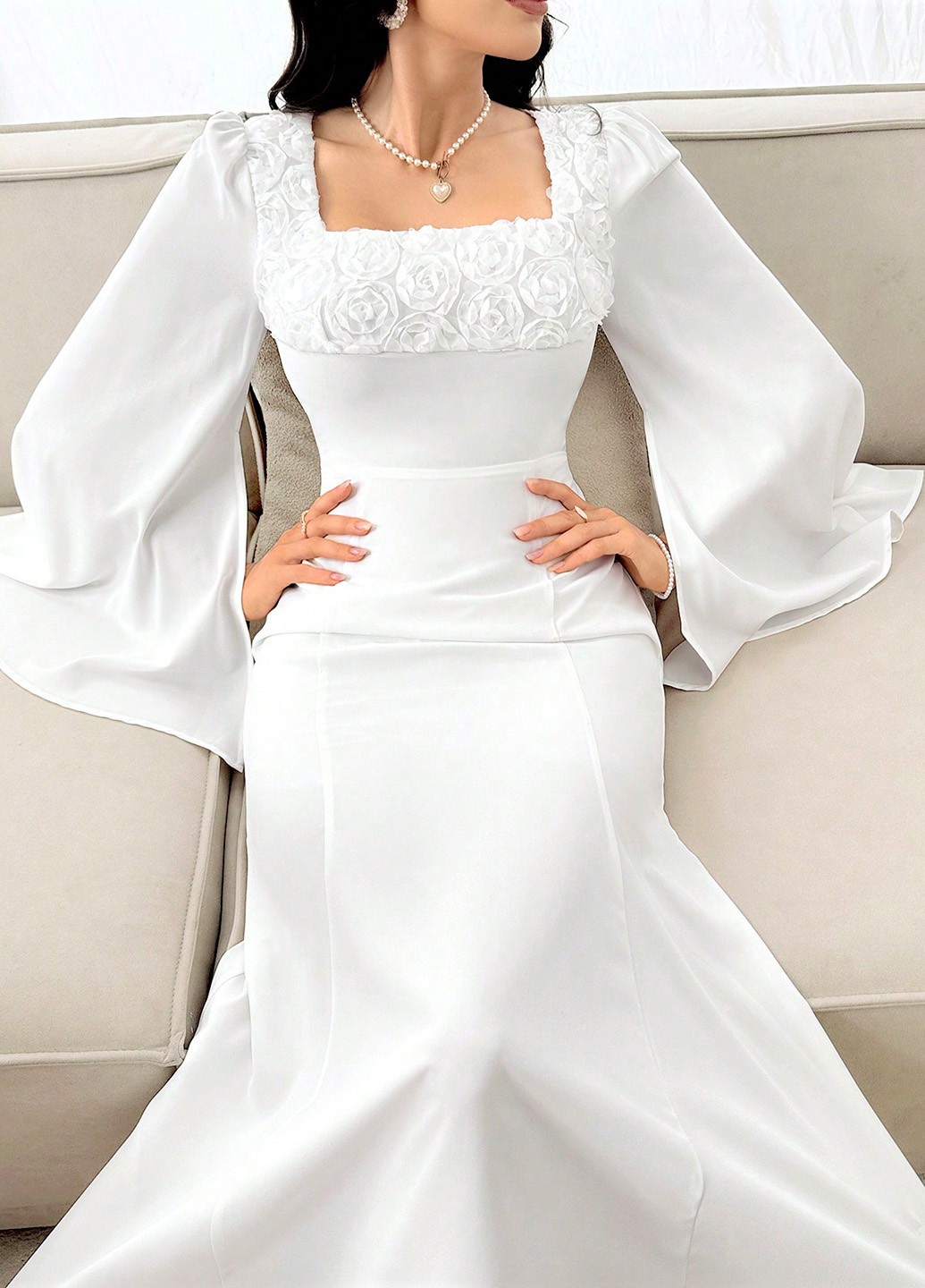 Білий святковий, вечірня сукня SHEIN однотонна