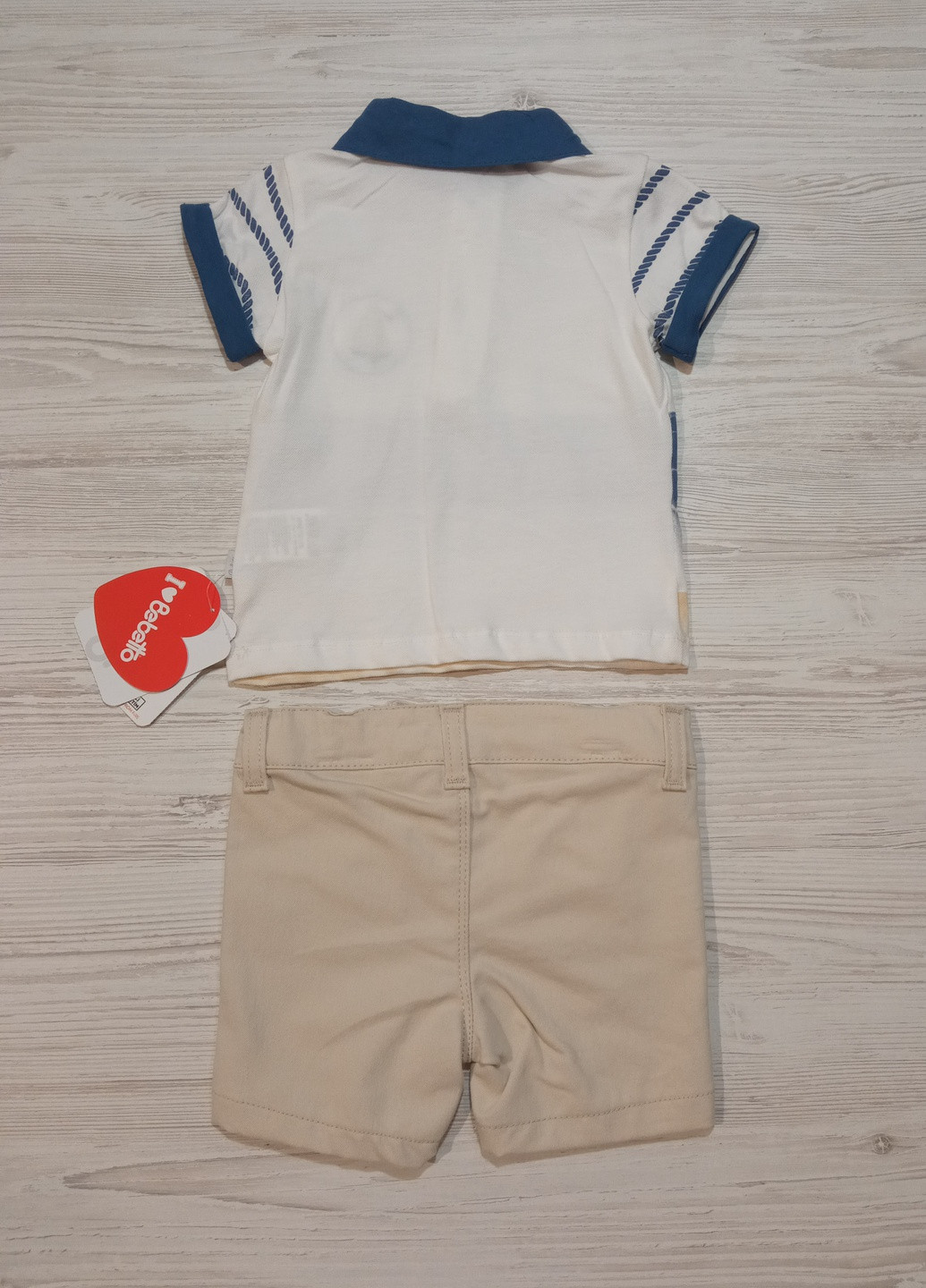 Бежевый летний костюм для мальчика лето, футболка +шорты Bebetto