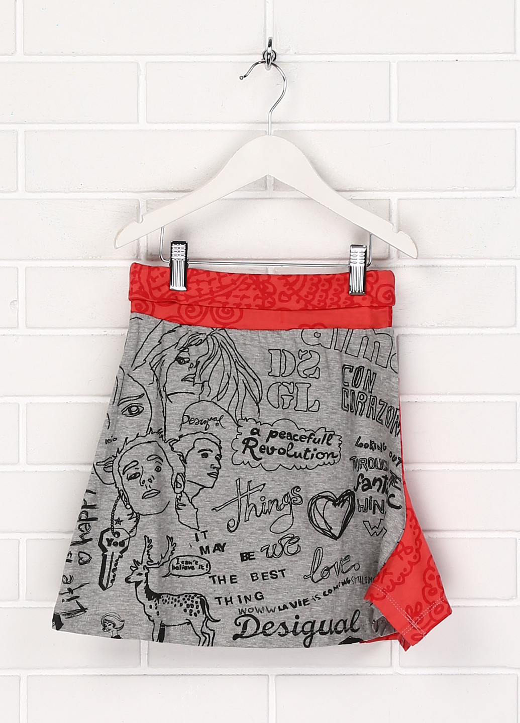 Серая кэжуал с рисунком юбка Desigual а-силуэта (трапеция)