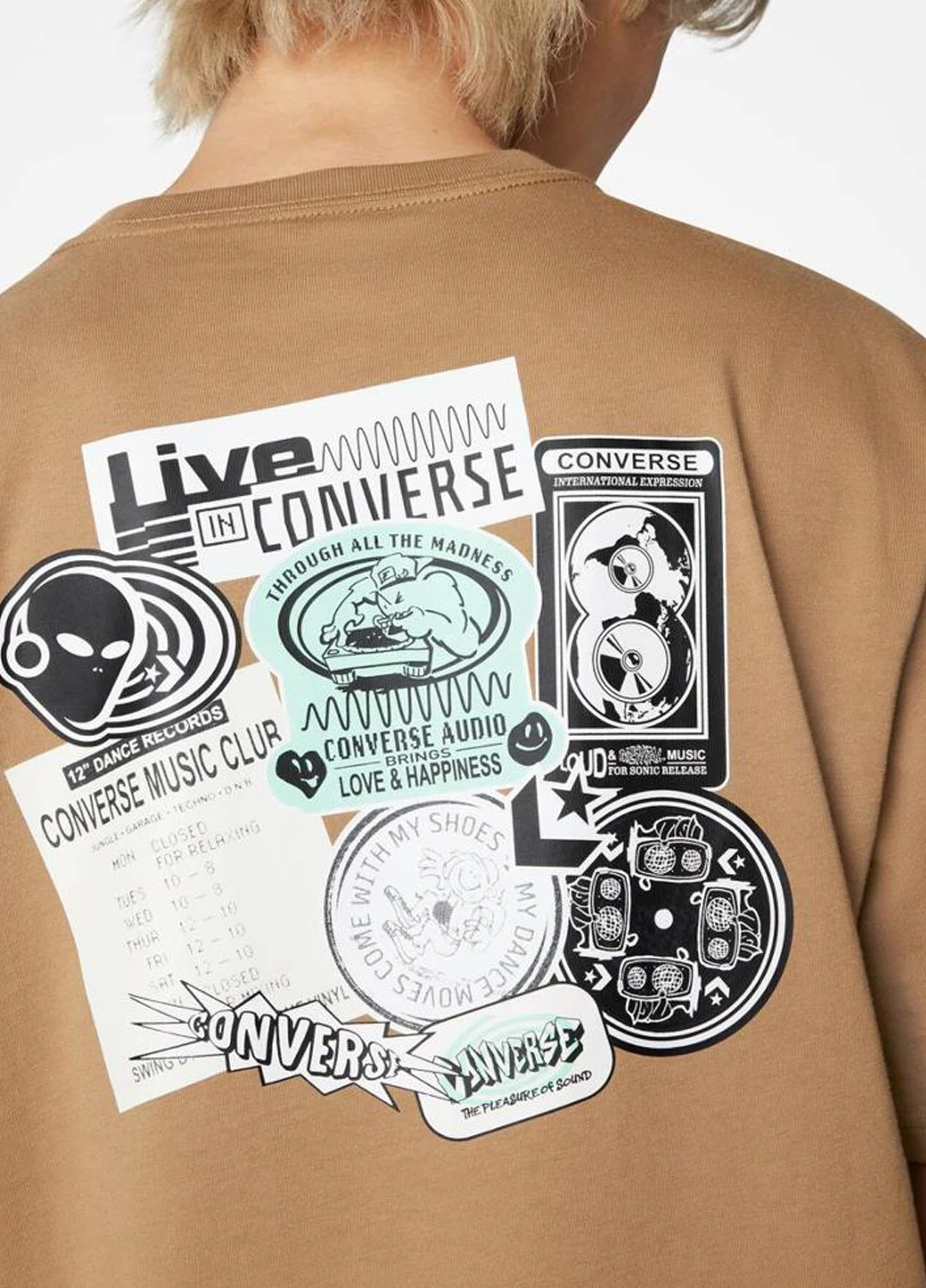 Светло-коричневая футболка 10023793-260 Converse LIVE TEE