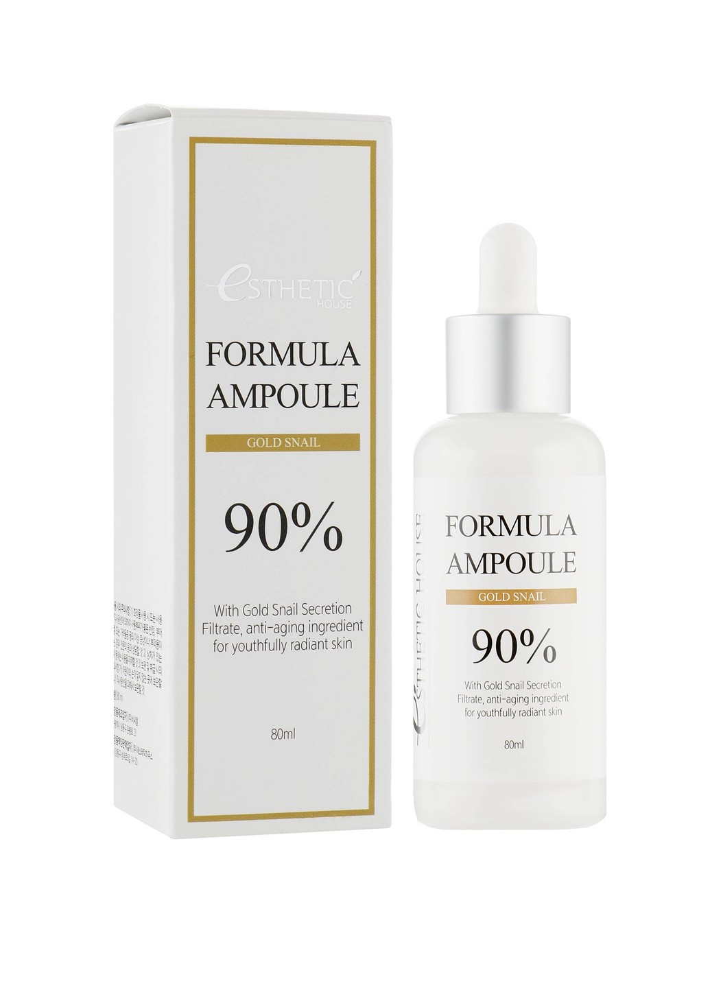 Омолоджуюча сироватка для обличчя з екстрактом слизу равлика Formula Ampoule Gold Snail 80 мл Esthetic House (254647419)