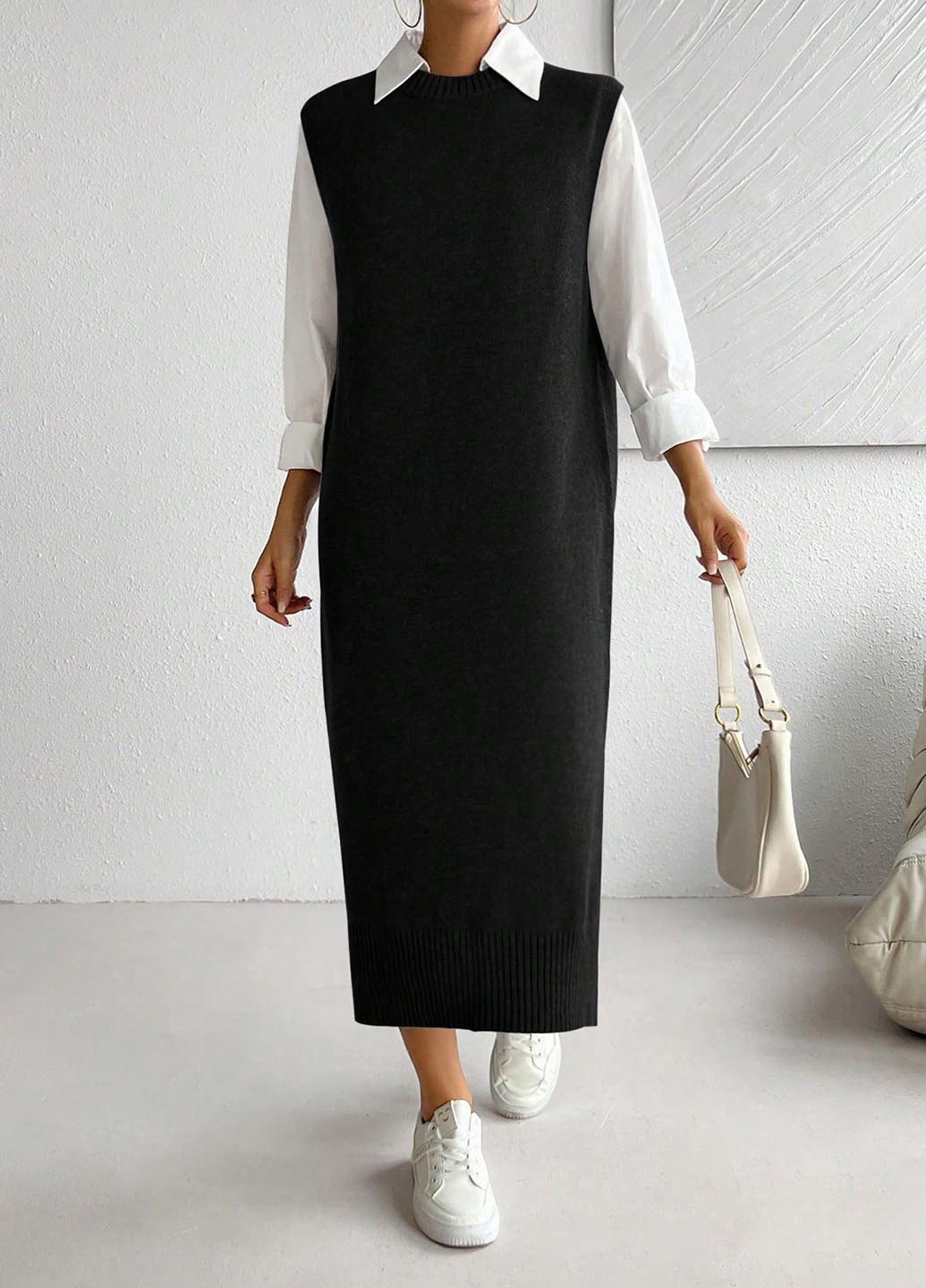 Чорна кежуал сукня оверсайз SHEIN однотонна