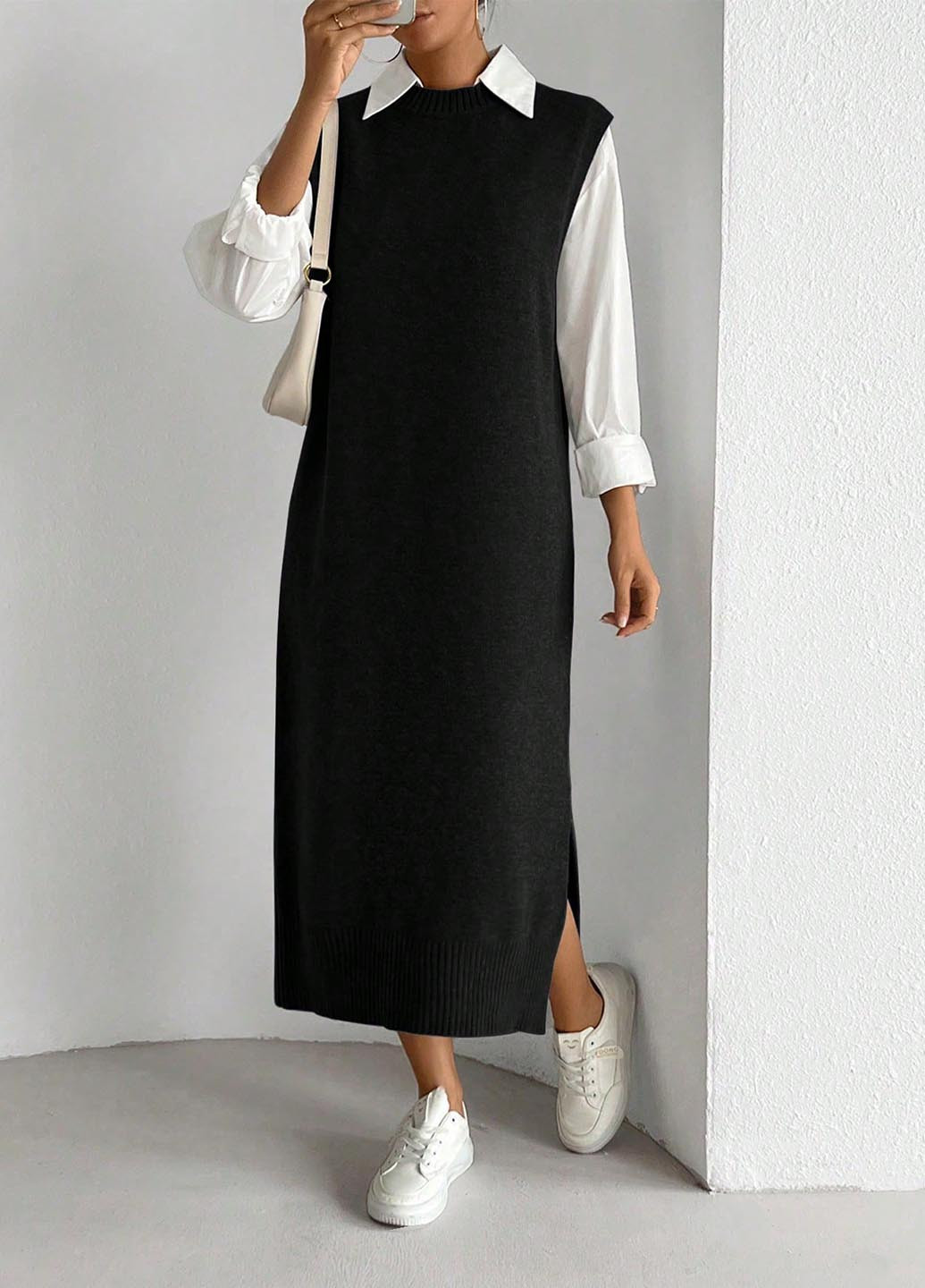 Чорна кежуал сукня оверсайз SHEIN однотонна