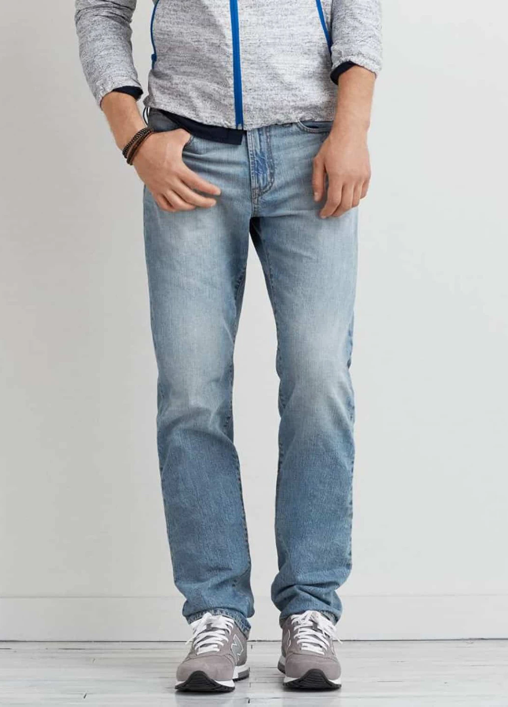 Голубые демисезонные прямые джинсы American Eagle