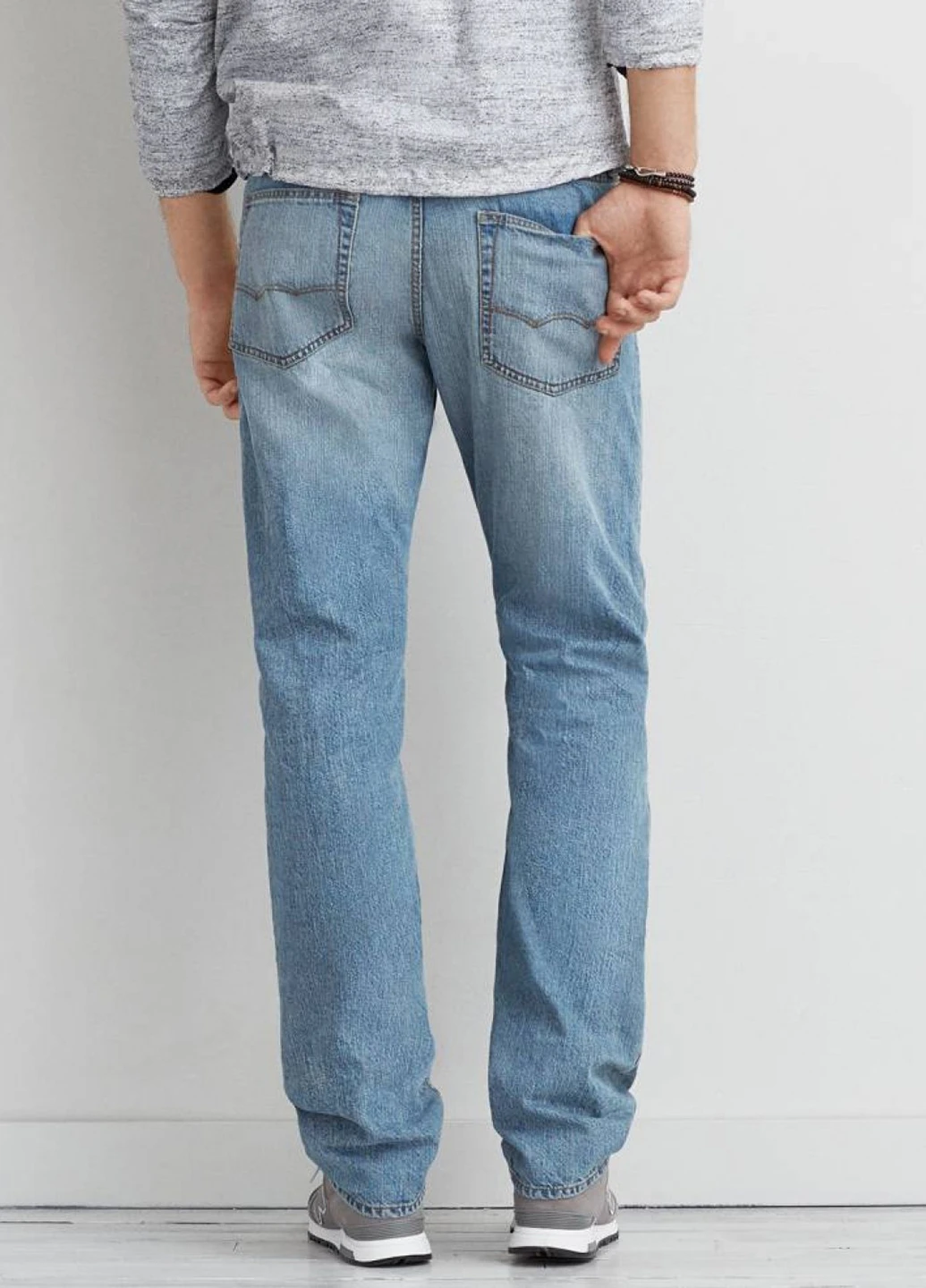 Голубые демисезонные прямые джинсы American Eagle
