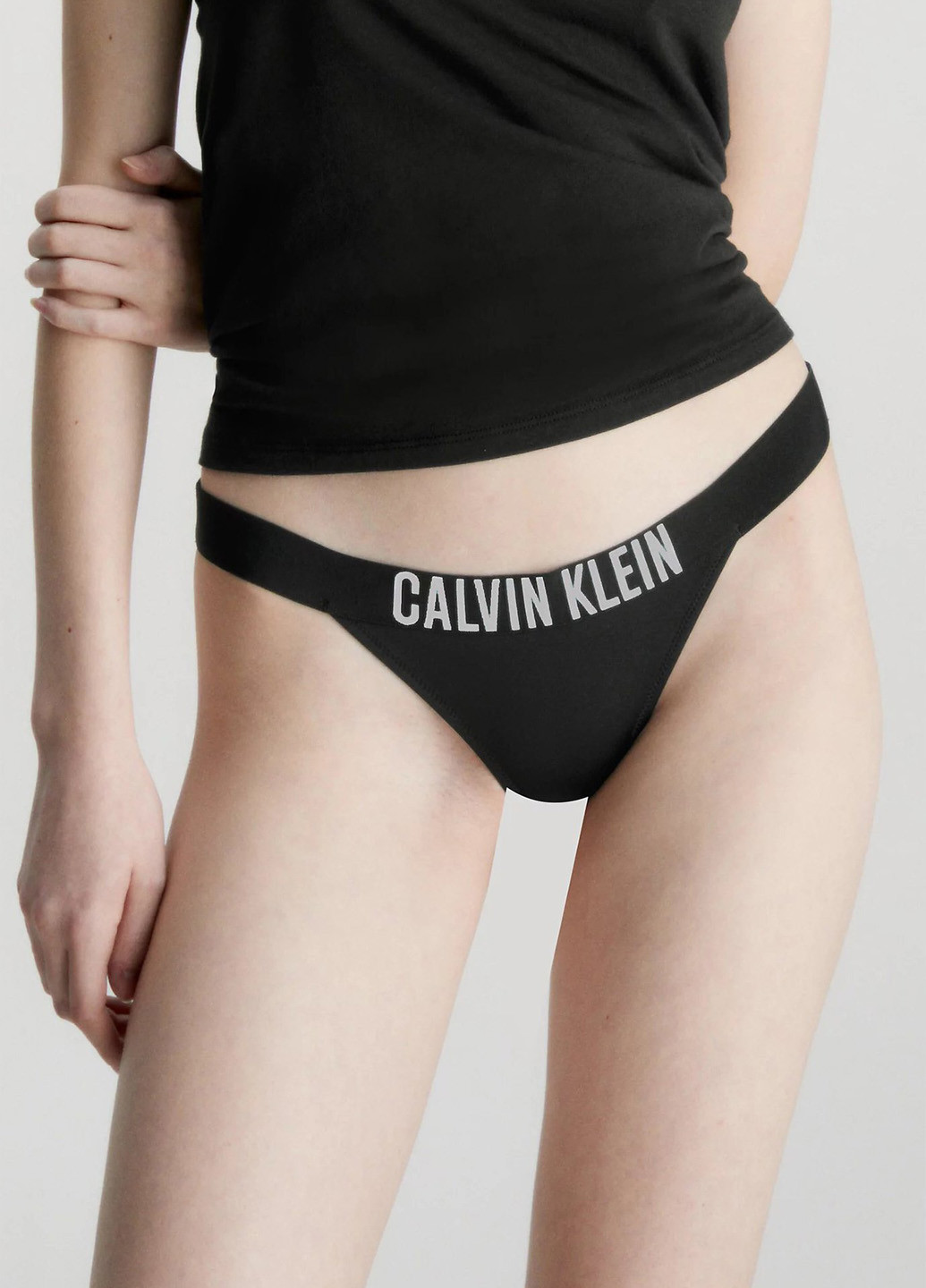 Черные купальные трусики с логотипом Calvin Klein