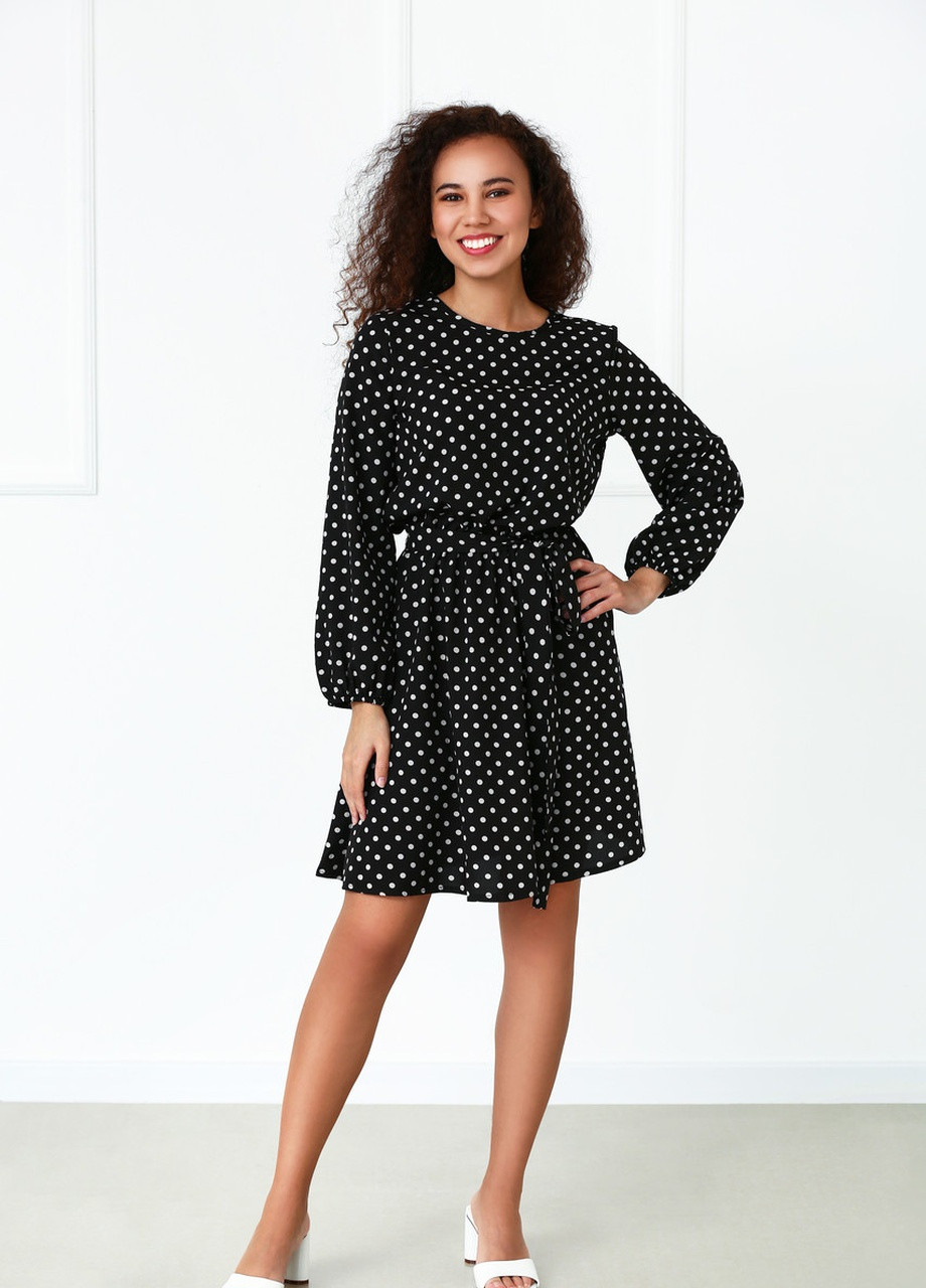 Чорна кежуал сукня Fashion Girl в горошок