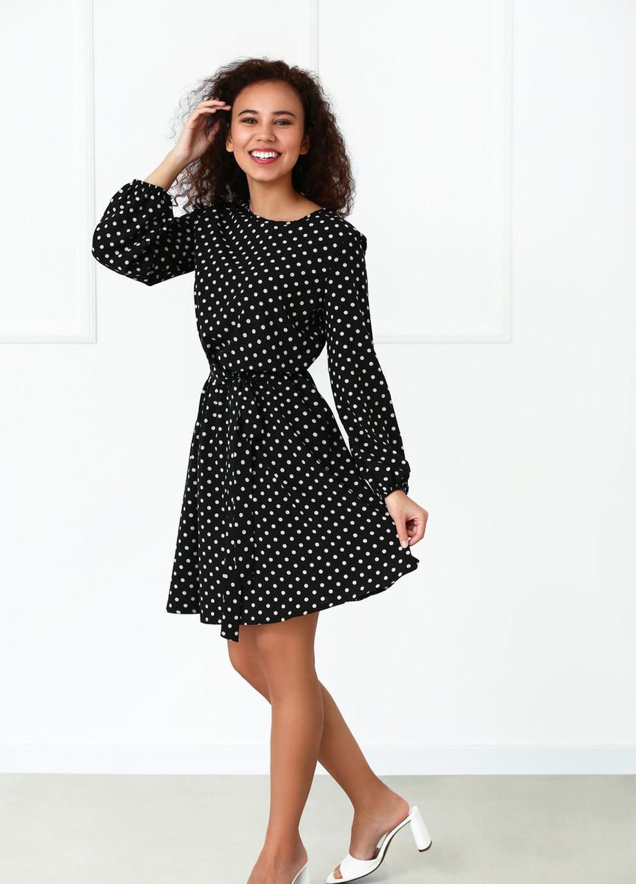 Чорна кежуал сукня Fashion Girl в горошок