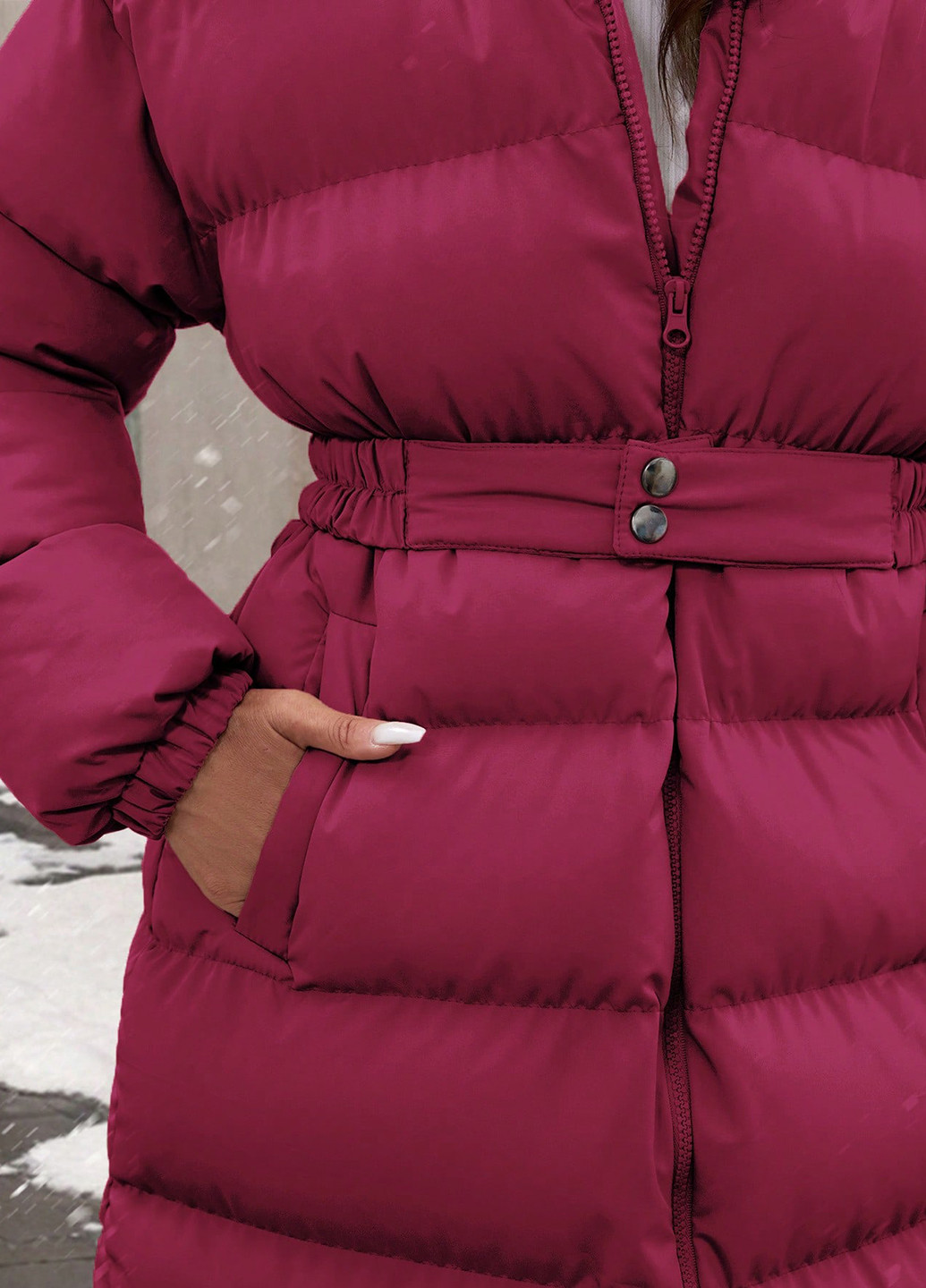 Вишневая зимняя куртка куртка-пальто SHEIN