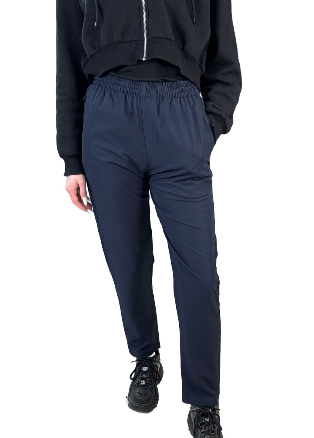 Темно-синие спортивные демисезонные зауженные брюки SHEIN