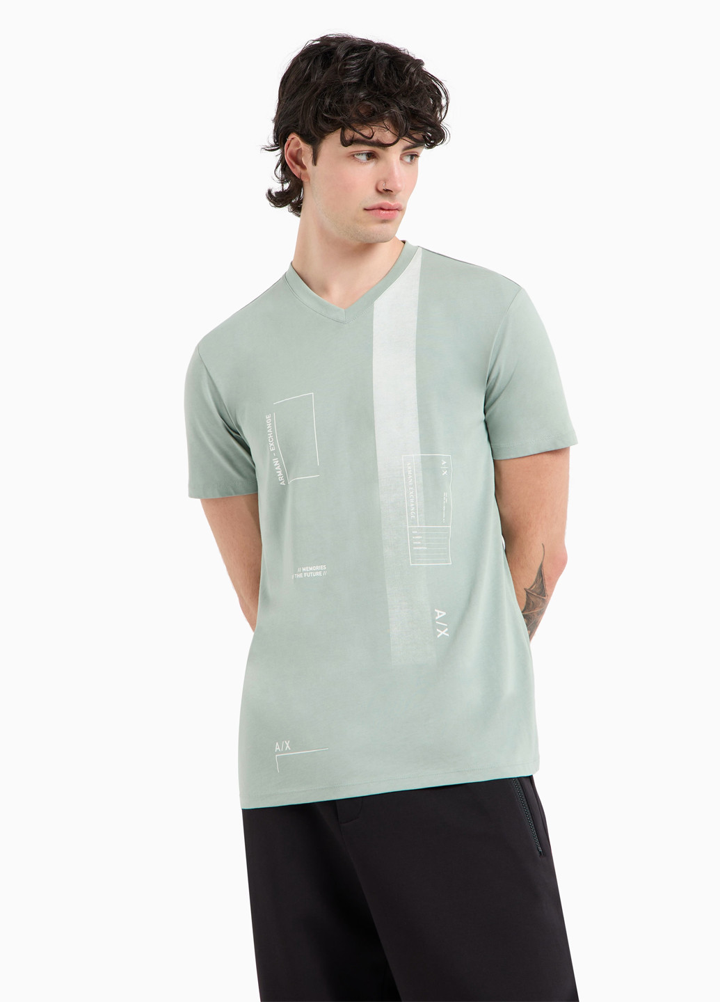 Серо-голубая футболка Armani Exchange