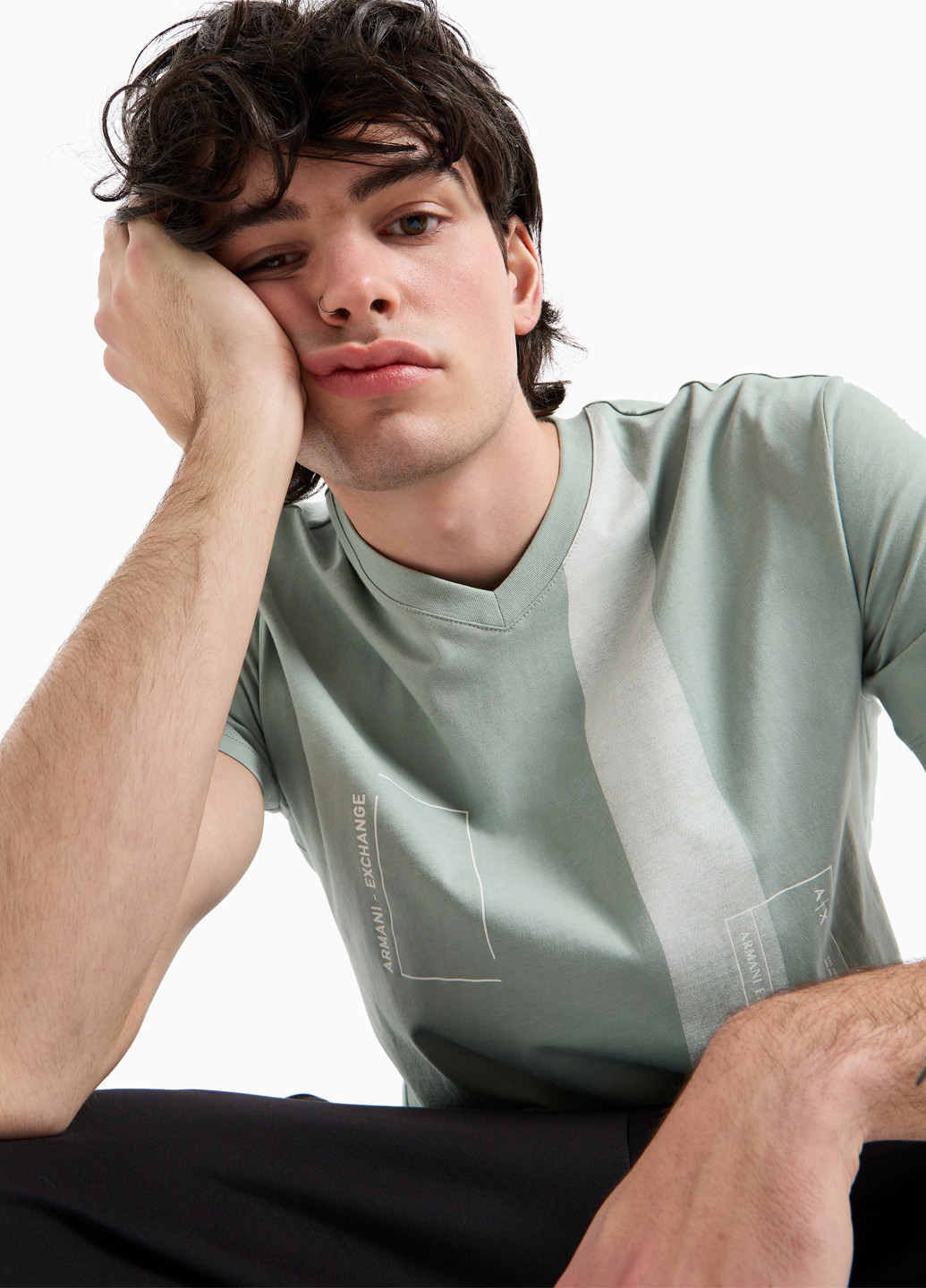 Серо-голубая футболка Armani Exchange