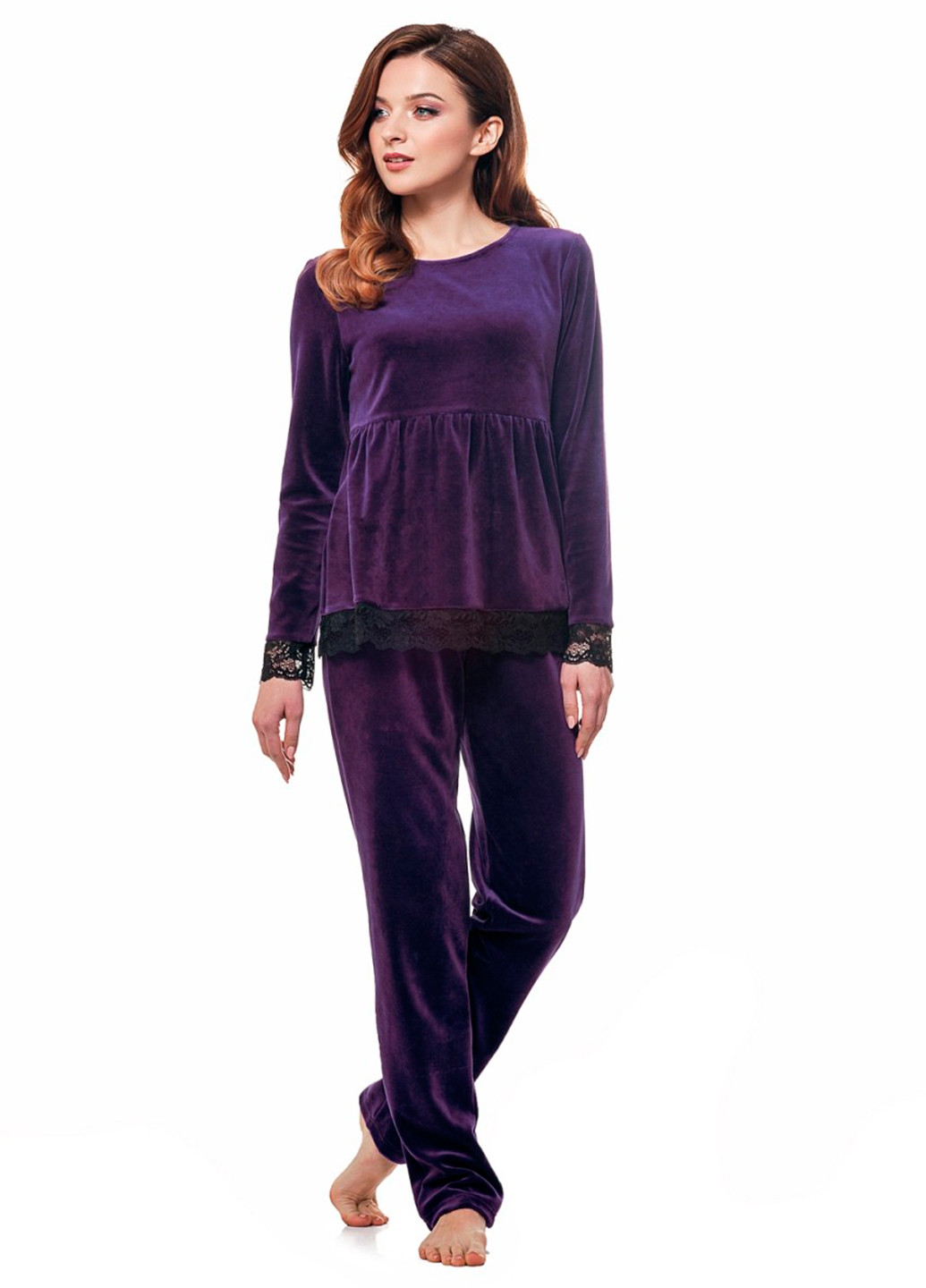 Темно-фиолетовый демисезонный комплект (лонгслив, брюки) Ellen