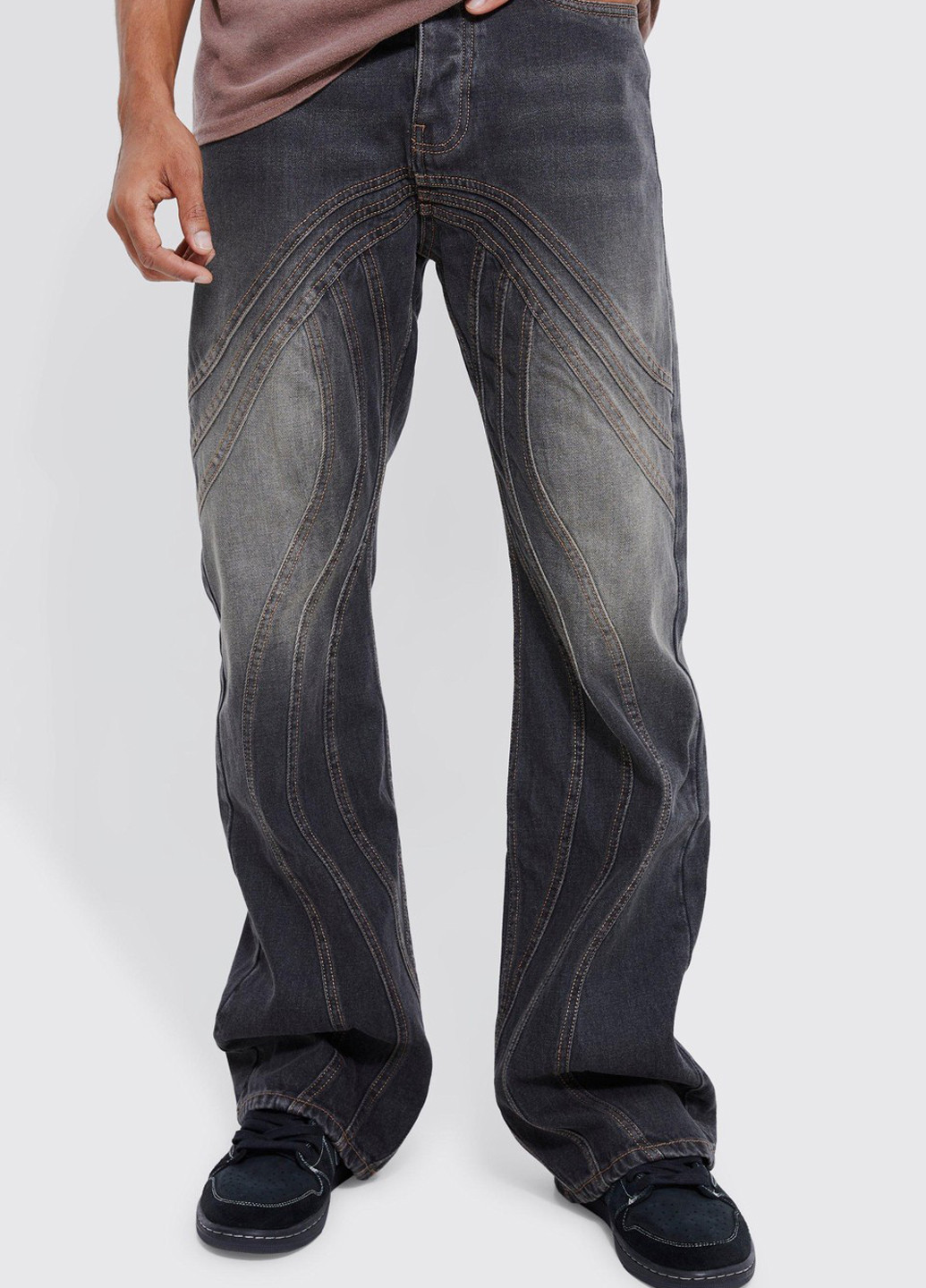 Темно-серые демисезонные регюлар фит джинсы Boohoo