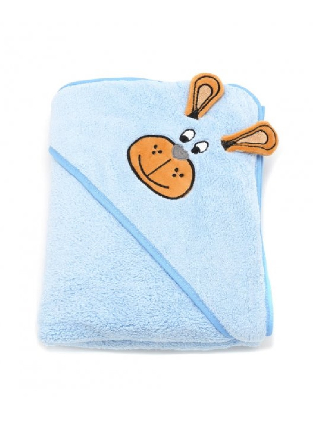 Unbranded полотенце с капюшоном пончо детское банное плед уголок конверт для купания 90х90 см (473222-prob) голубой однотонный голубой производство -