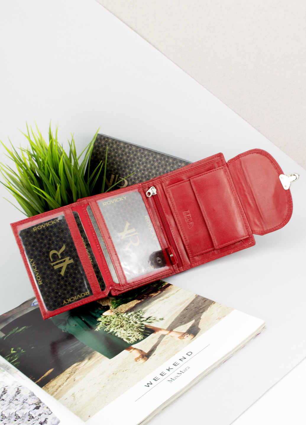 Женский кожаный кошелек R-RD-19 GCL-Q red маленький красный Rovicky (256549993)