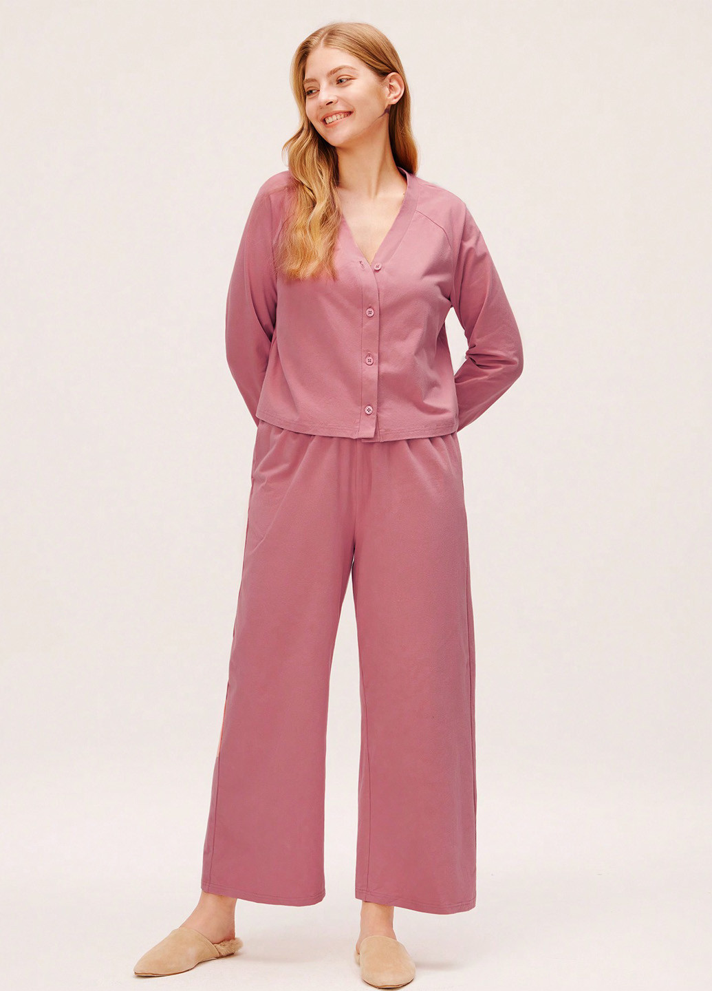 Малинова всесезон піжама топ + брюки SHEIN