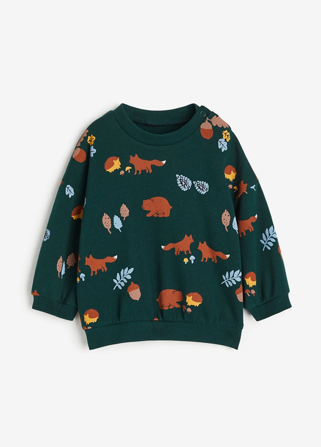 Темно-зелений світшот H&M малюнок без декору (299190025)