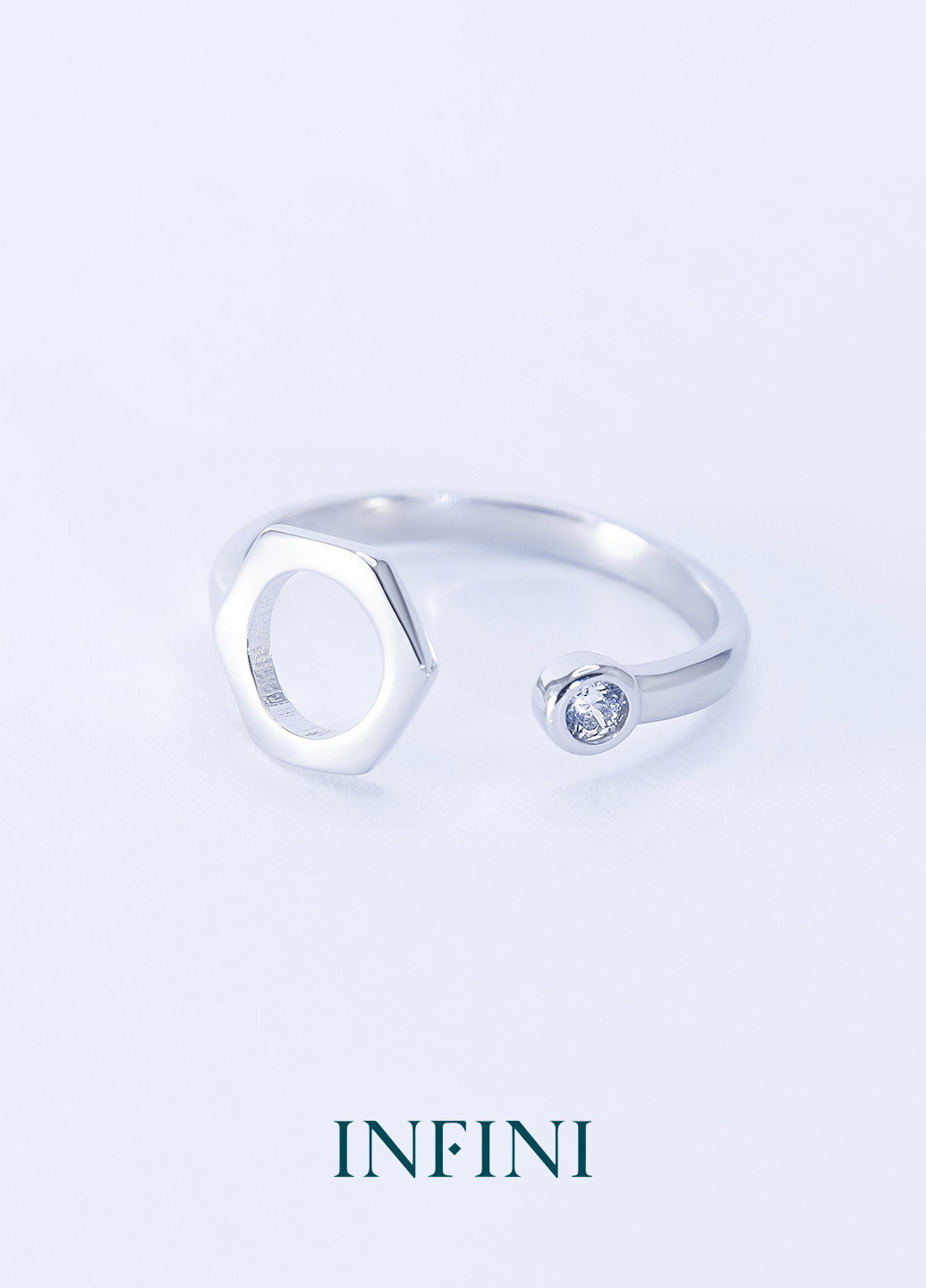 Кольцо серебряное Infini с шестигранником (250570279)