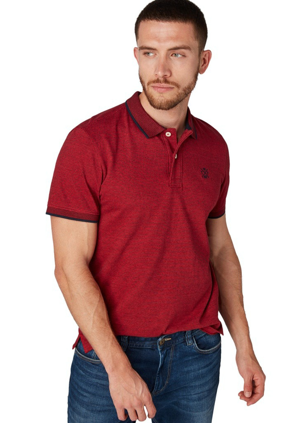 Бордовая футболка-поло для мужчин Tom Tailor меланжевая