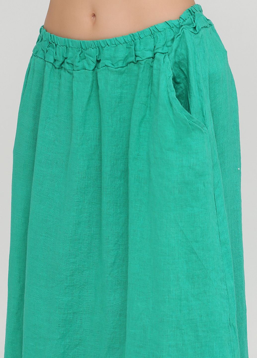 Зеленая кэжуал однотонная юбка Made in Italy а-силуэта (трапеция)