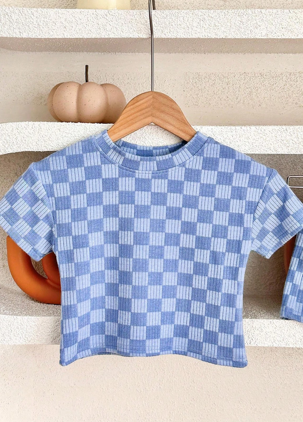 Голубой летний костюм (футболка, шорты) с шортами SHEIN