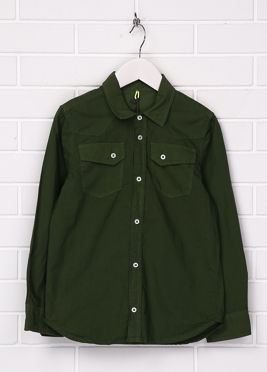 Темно-зеленая кэжуал рубашка однотонная Macchia с длинным рукавом