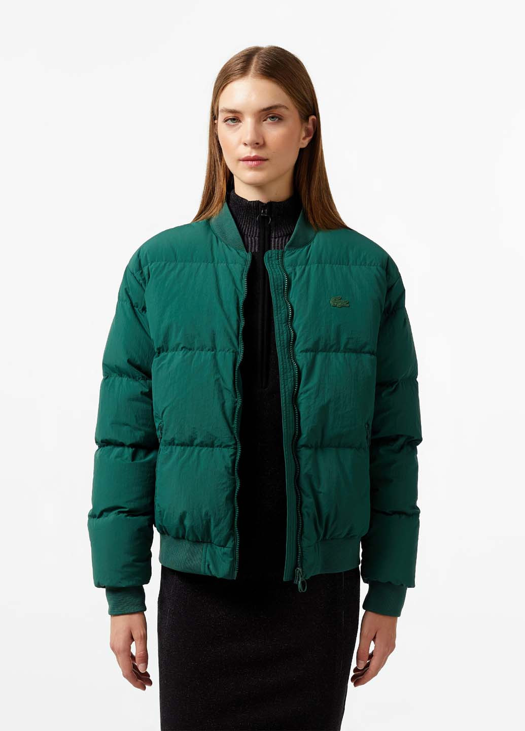 Темно-зелена демісезонна куртка Lacoste