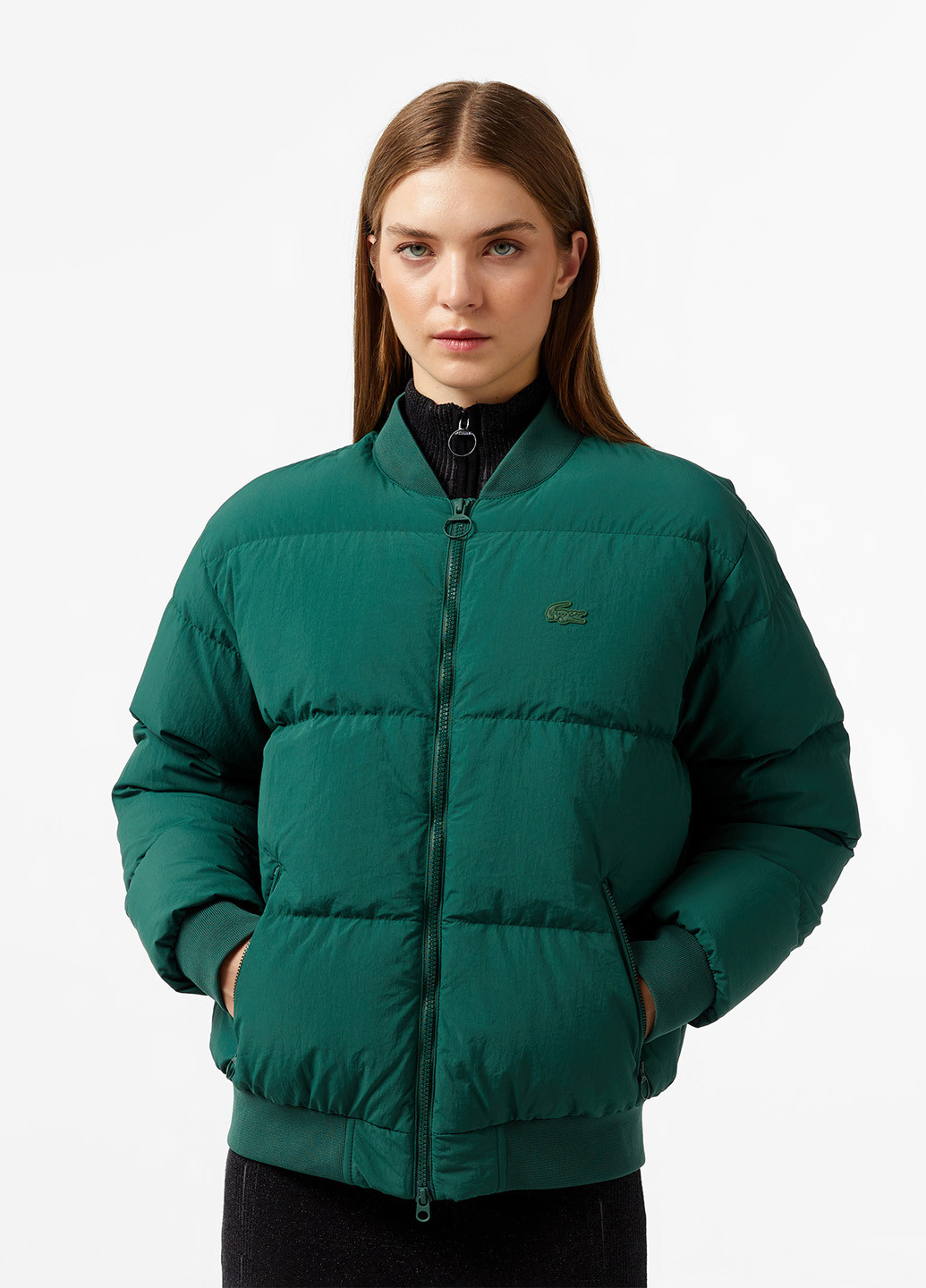 Темно-зелена демісезонна куртка Lacoste