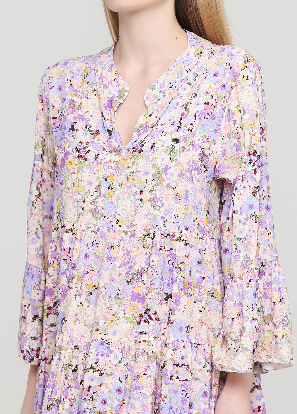Сиреневое кэжуал платье оверсайз Made in Italy с цветочным принтом