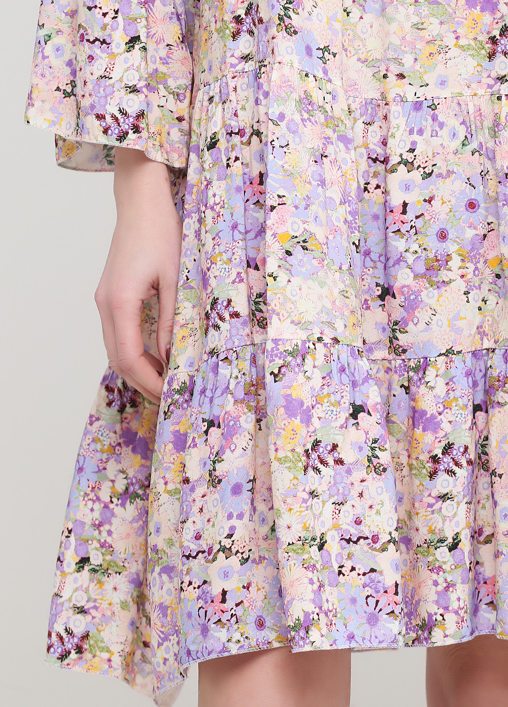 Сиреневое кэжуал платье оверсайз Made in Italy с цветочным принтом