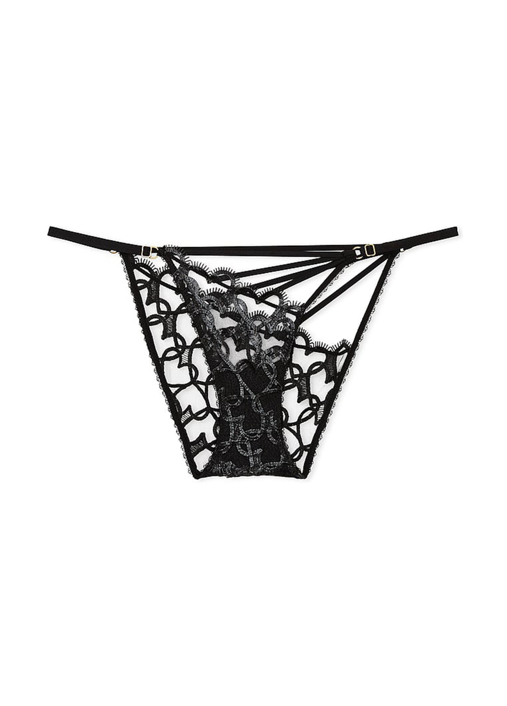 Чорний демісезонний комплект (трусики, пояс для панчіх) Victoria's Secret