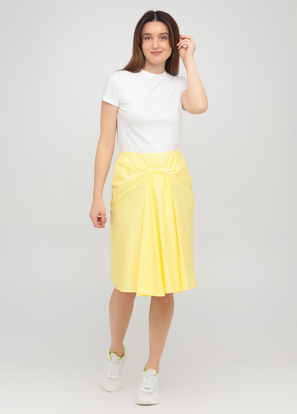 Светло-желтая кэжуал в горошек юбка The J. Peterman Company клешированная