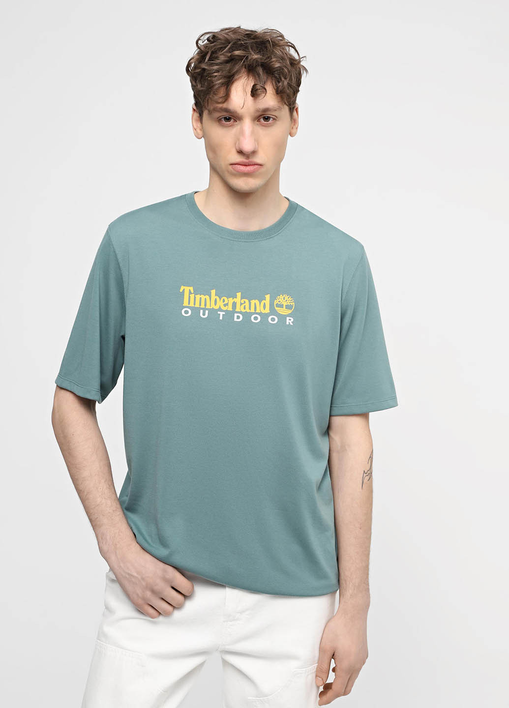 Серо-голубая футболка Timberland