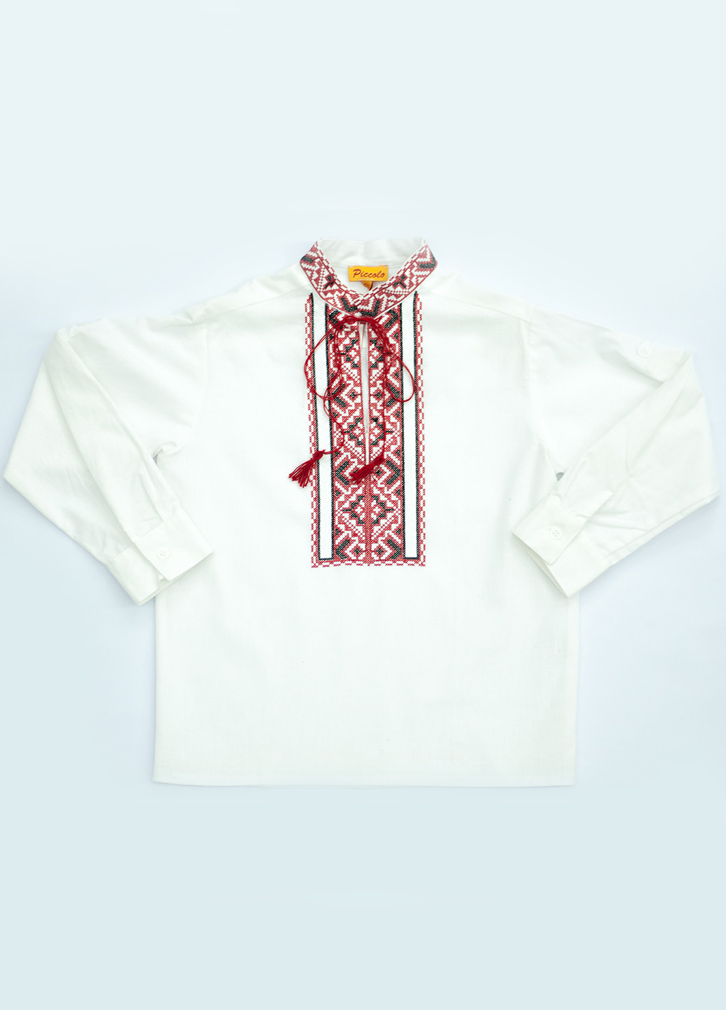 Вишиванка Piccolo L з довгим рукавом орнамент біла кежуал