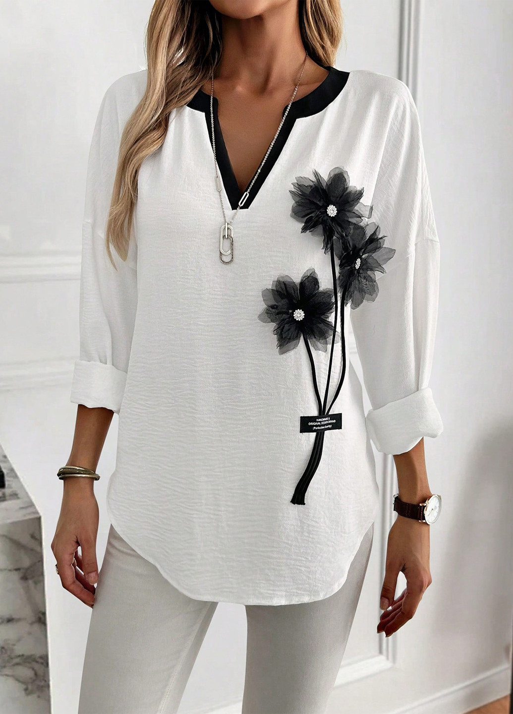 Чёрно-белую блуза SHEIN