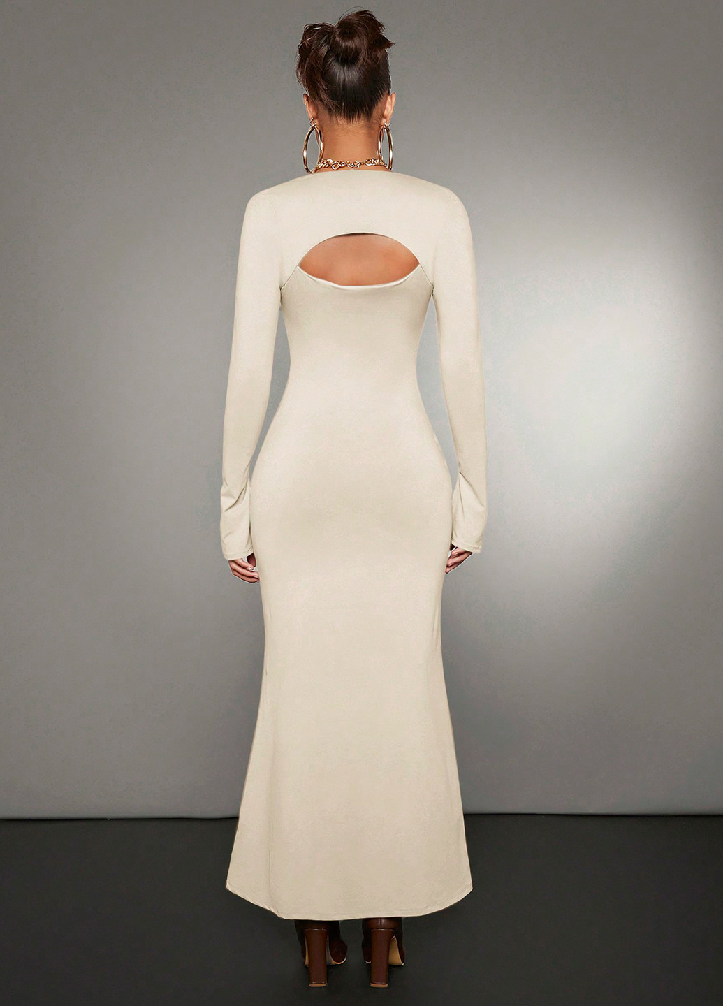 Айворі кежуал сукня силуетна, годе SHEIN однотонна