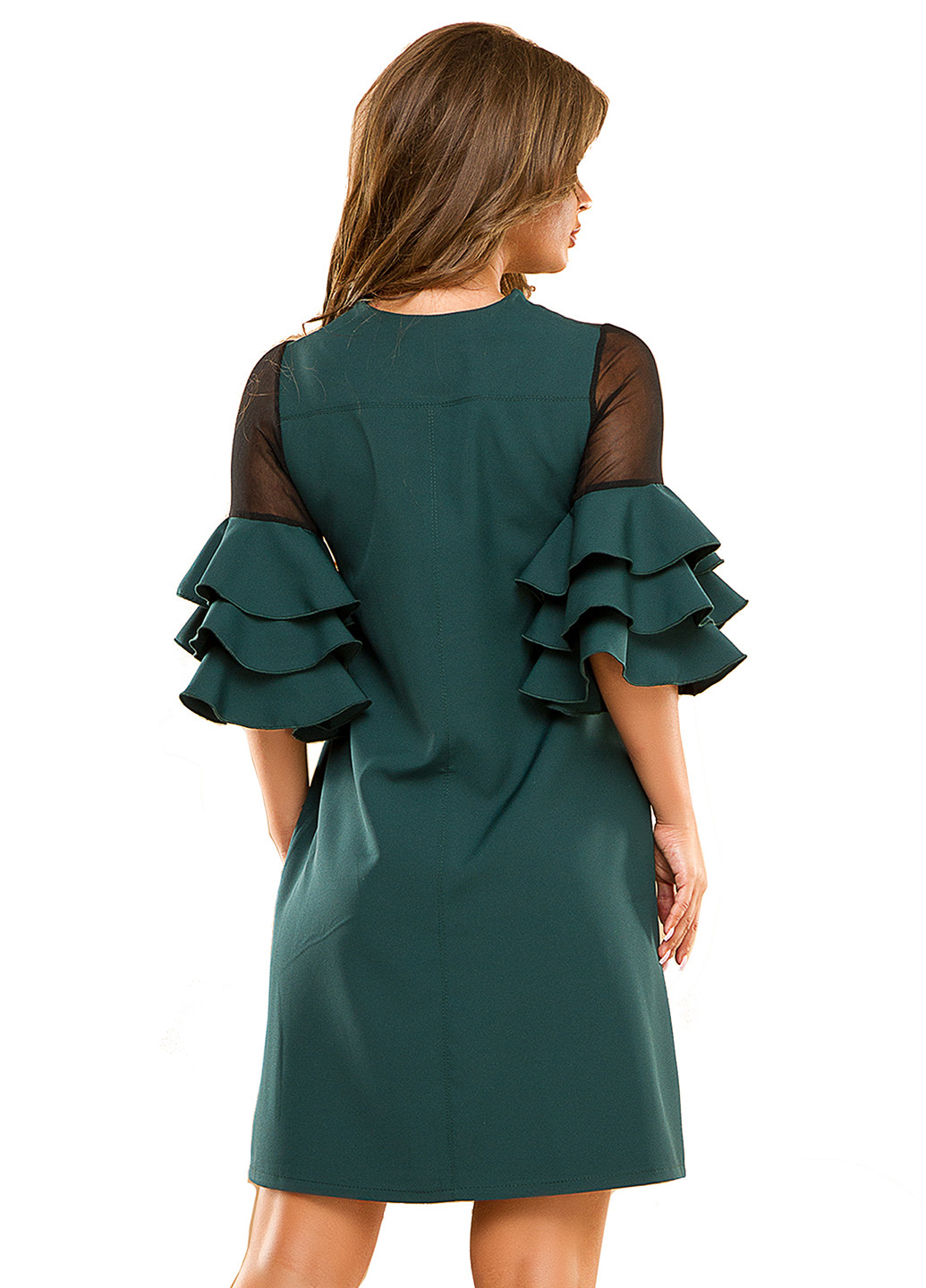 Темно-зеленое кэжуал платье а-силуэта Lady Style однотонное